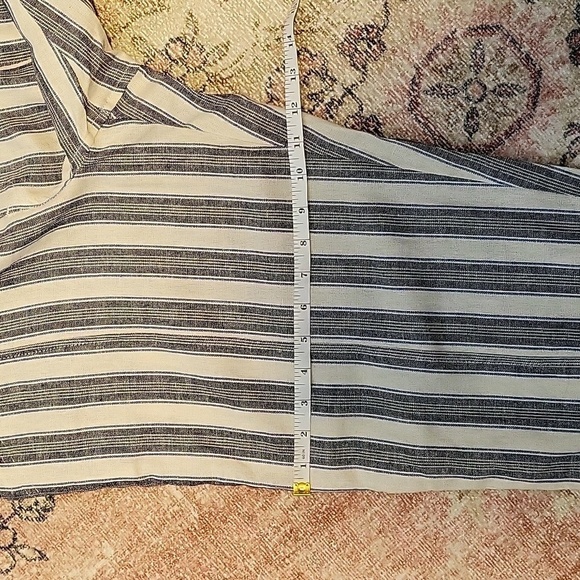 SO High Rise Blue & Ivory Stripe Linen Blend High-Rise Pant Tapered Leg - Size L - Picture 13 of 13